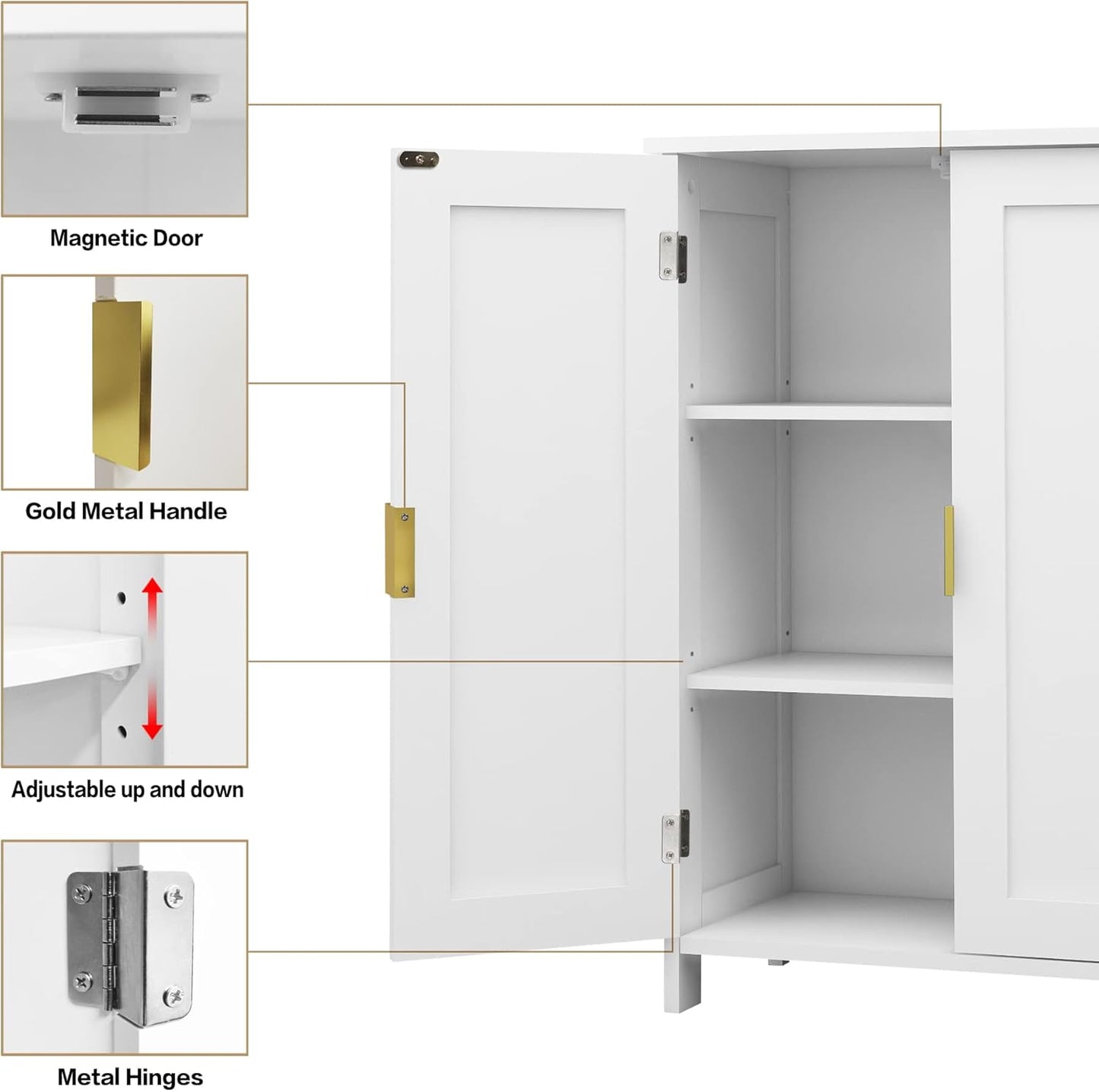 TaoHFE White Bathroom Storage Cabinet,Bathroom Cabinets Freestanding with 2 Doors,Towel Cabinet for Bathrooms,Restroom Cabinets,Small Storage Cabinet for Office,Restaurant,Living Room