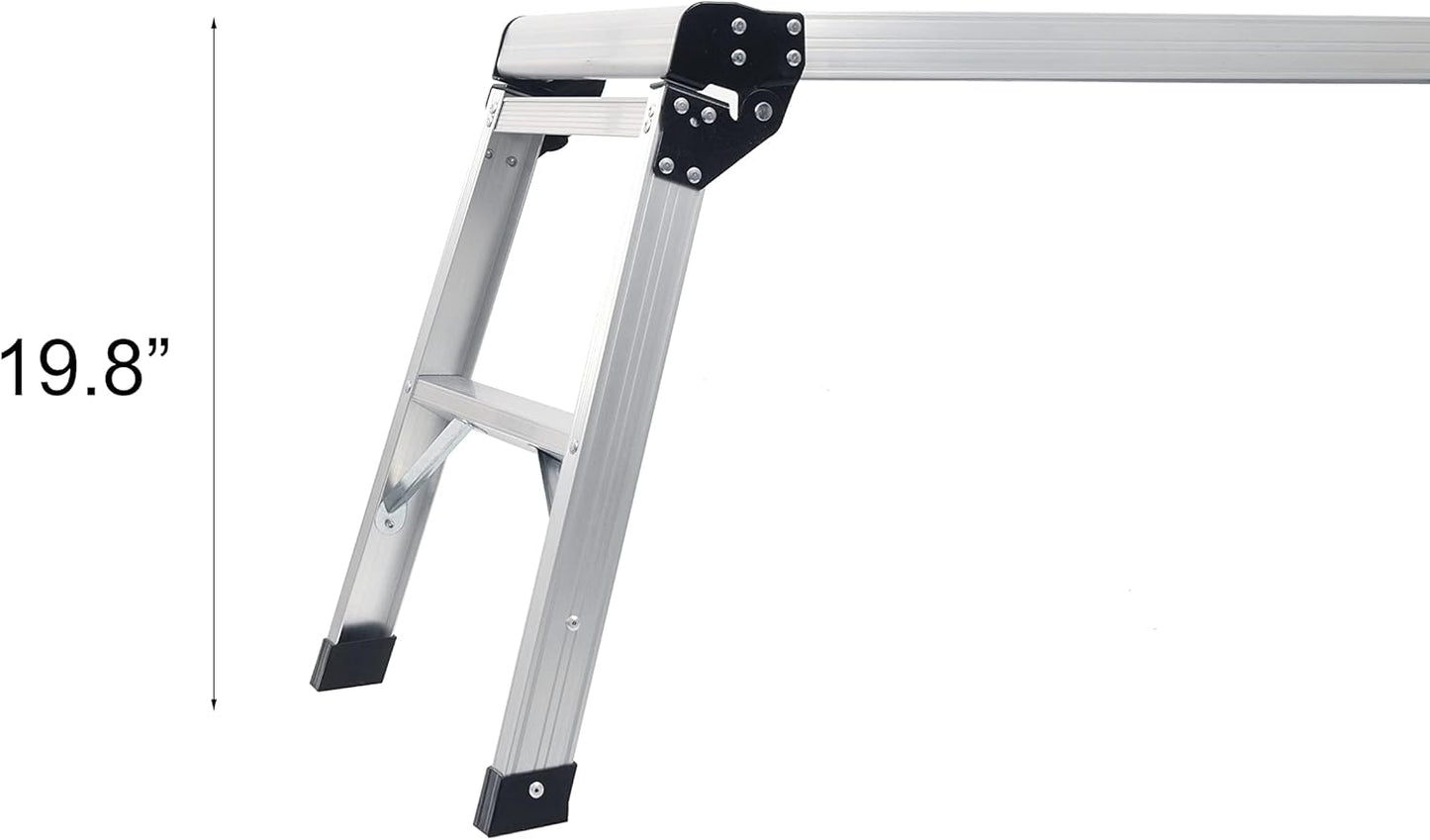 LEADALLWAY Work Platform Aluminum 30"x12"x20" Step Ladder Heavy Duty Foldable Aluminum Platform 330 Lbs Capacity