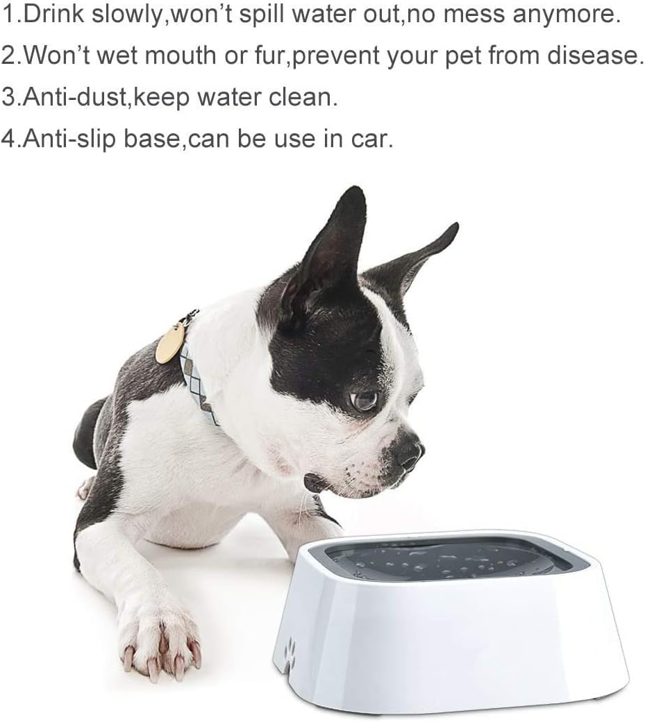 1.5L SlowDown Water Feeder Fountain No Spill Automatic Water Food Bowl for Dog Cat Puppy Animal Feeding Pet Water Dispenser (Color : Blue) (Grey)