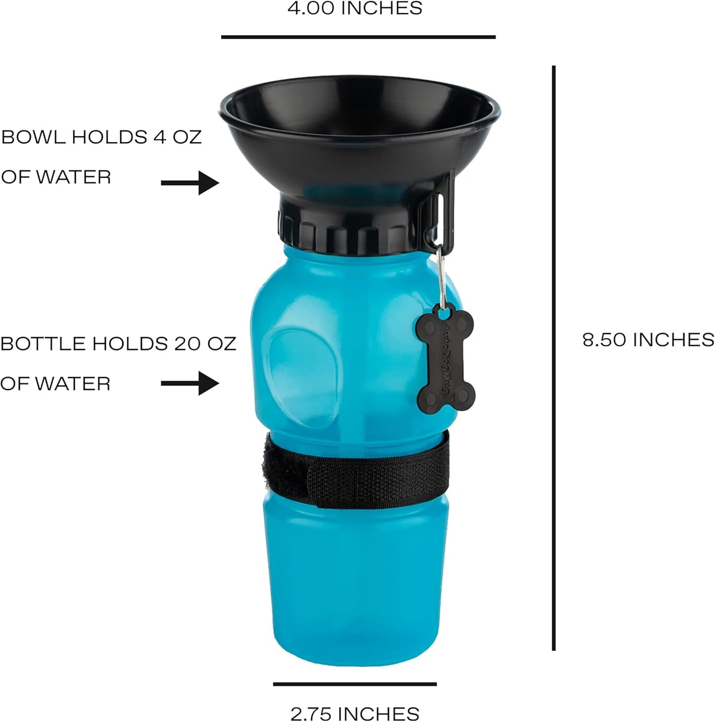 Highwave AutoDogMug Portable Dog Water Bottle, Squeeze Water Bottle with Built-in Travel Bowl for Dogs, Leak-Resistant BPA-Free Dog Water Dispenser for Walking, Hiking & Travel 20 oz (Blue)