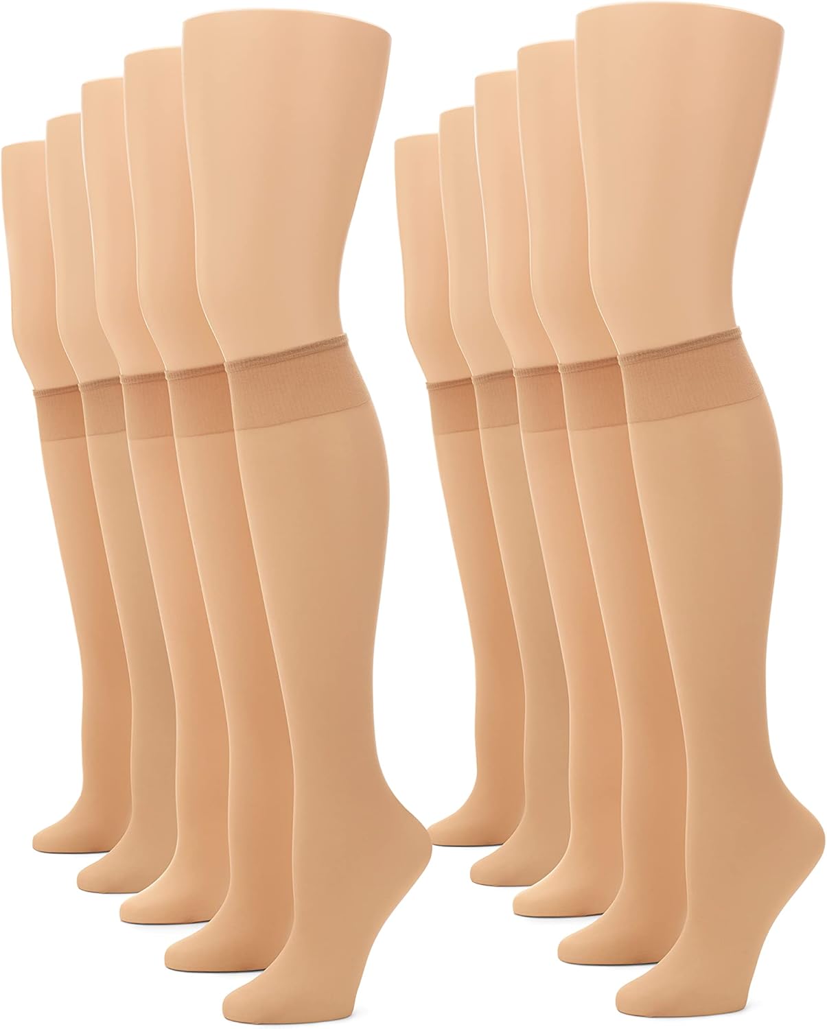 No nonsense Women's Sheer Knee Highs with Comfort Top Nylon Trouser Stockings Value Pack