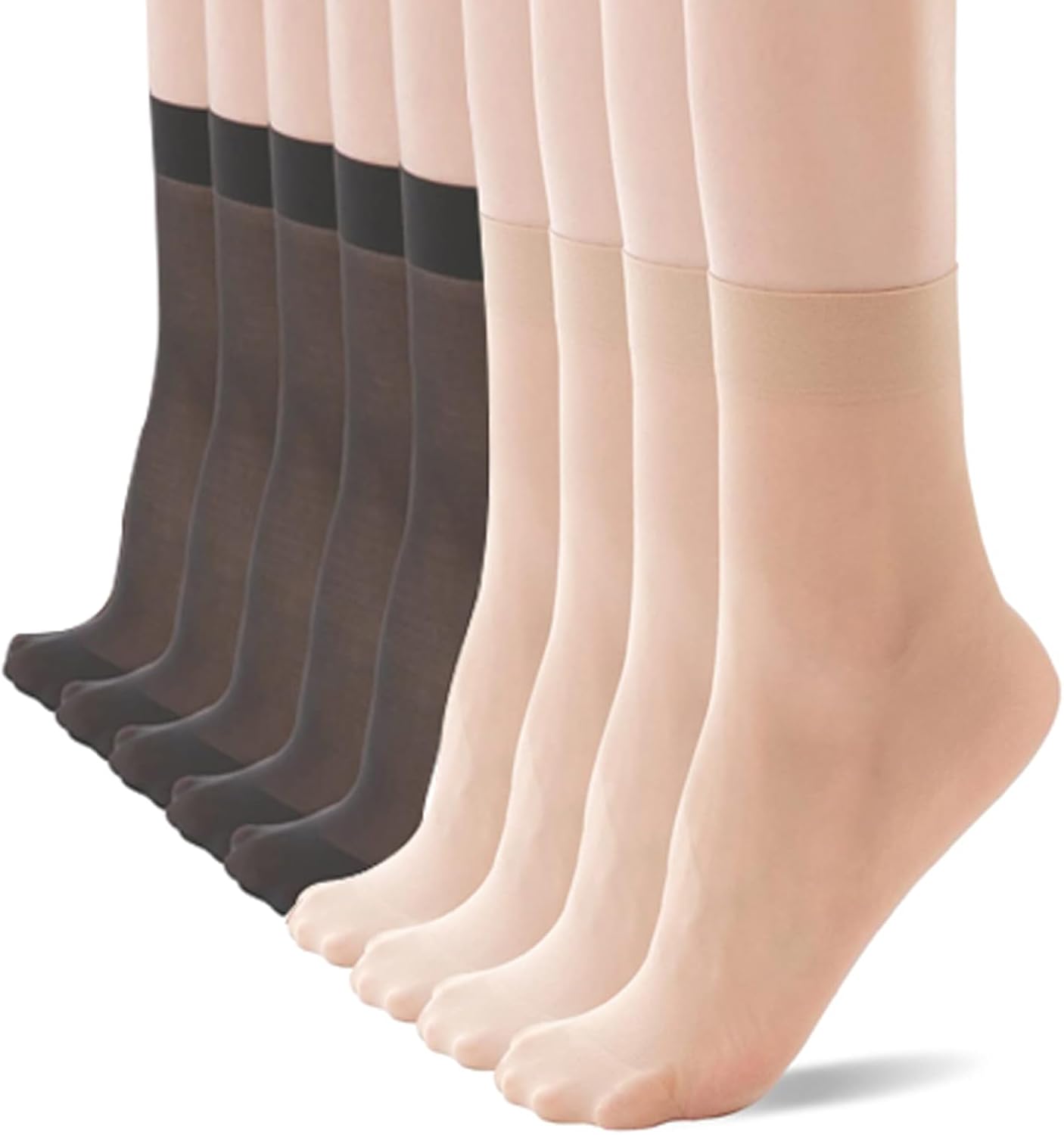 YAGAXI Women's Everyday Sheer Ankle Nylon Soft socks - 9 Pairs 20D Reinforced Toe with Comfort Top Hosiery