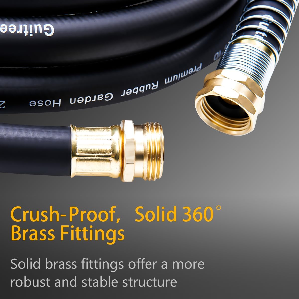 50FT 5/8 Heavy Duty Rubber Garden Hose - 300psi Working, 1000psi Burst - Hot/Cold Water - Five-Layered Braiding for Durability - Versatile for Gardening, Agriculture, Construction(Black)