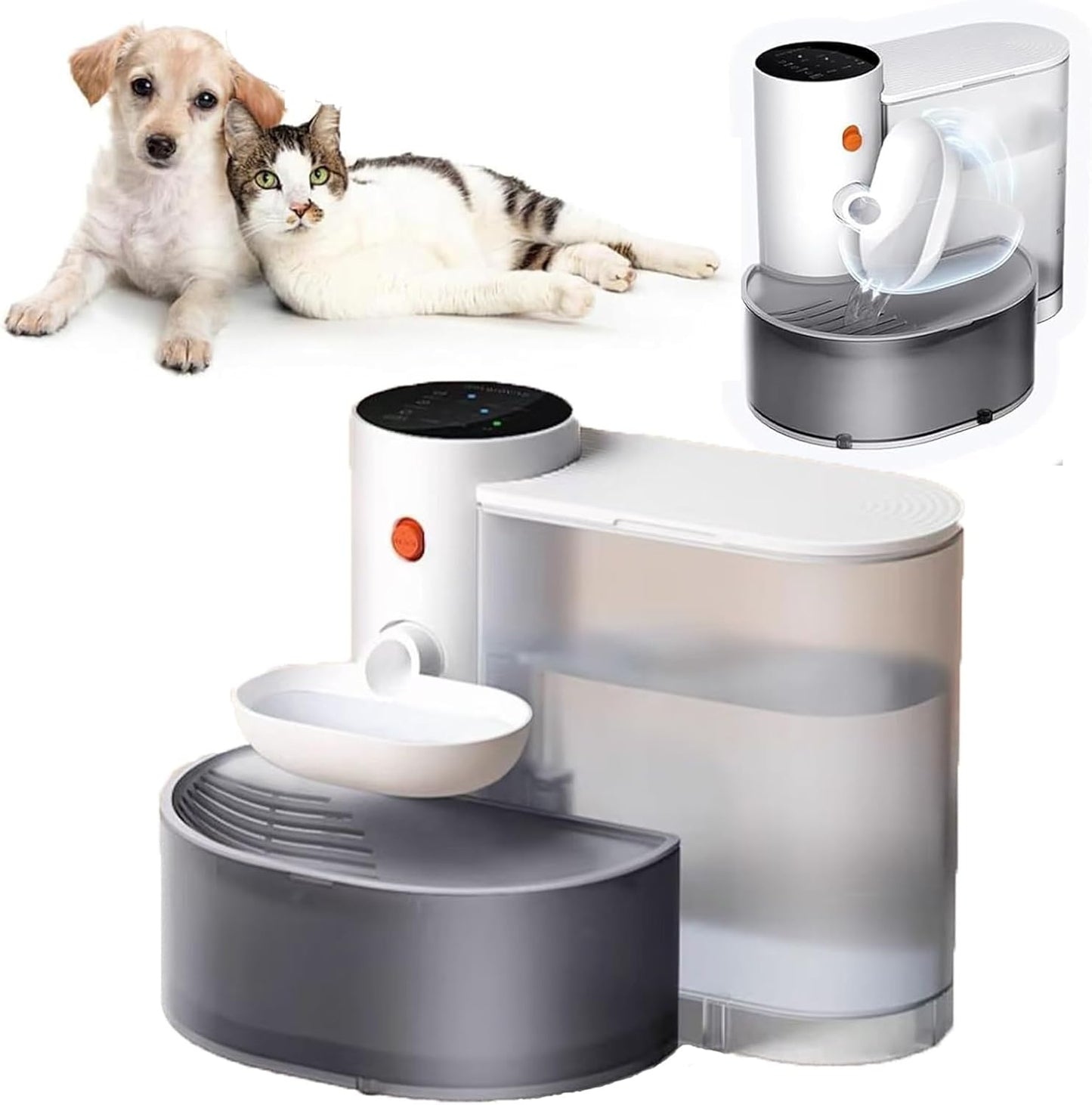 Smart Pet Water Fountain,3L Automatic Pet Water Dispenser,Wireless Pour-Over Cat Water Fountain,Ultra Silent 180 Days Endurance Automatic Pet Water Dispenser,for Cat, Dog