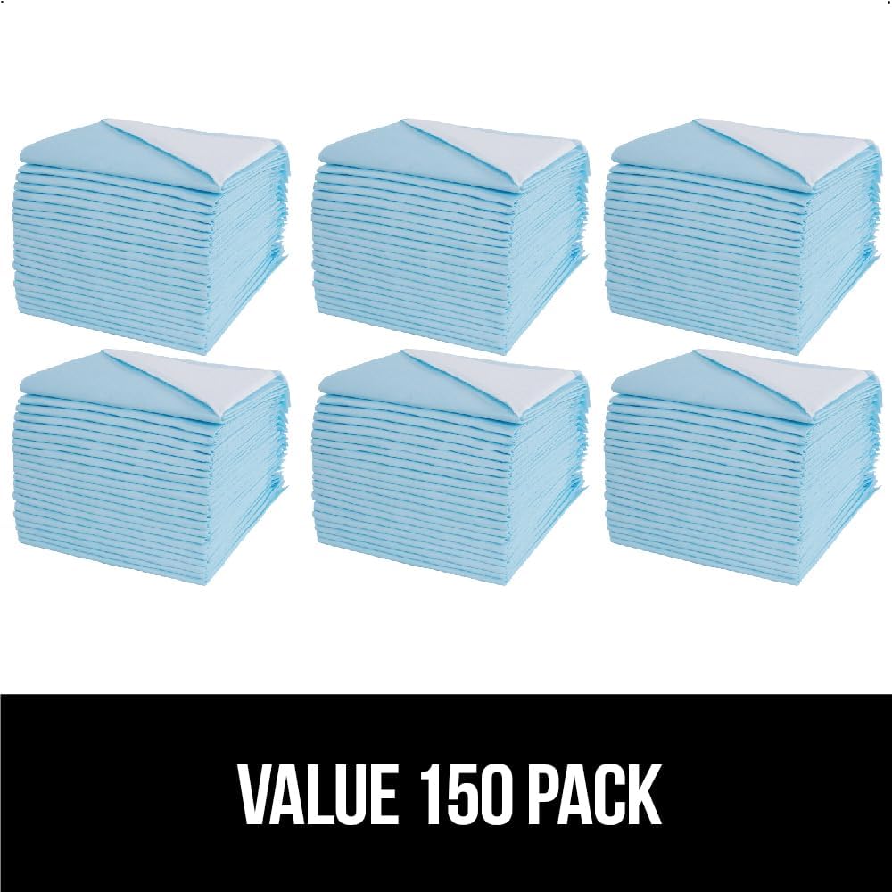 Gorilla Guard Disposable Puppy Pads, 100 Count 28x34 in, 5 Layer Pee Pads for Dogs, Absorbent Diaper Changing Pad, Dog Potty Training Supplies, Quick Dry Pet Housebreaking Essentials for Puppies