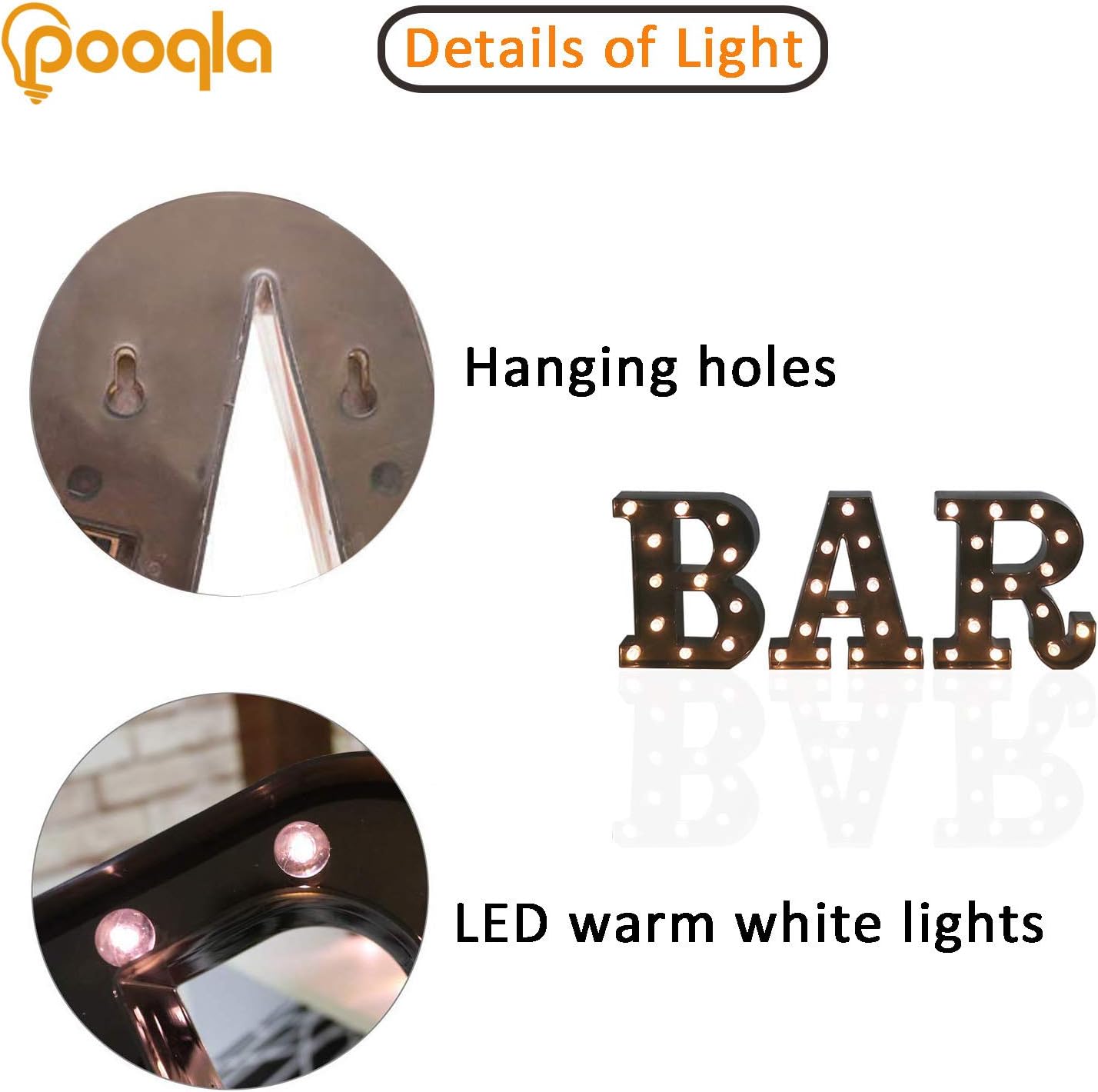 BAR - Illuminated LED Marquee Word Sign - Pre-Lit Pub Bar Sign - Battery Operated (23.03-in x 8.66-in) (Black)