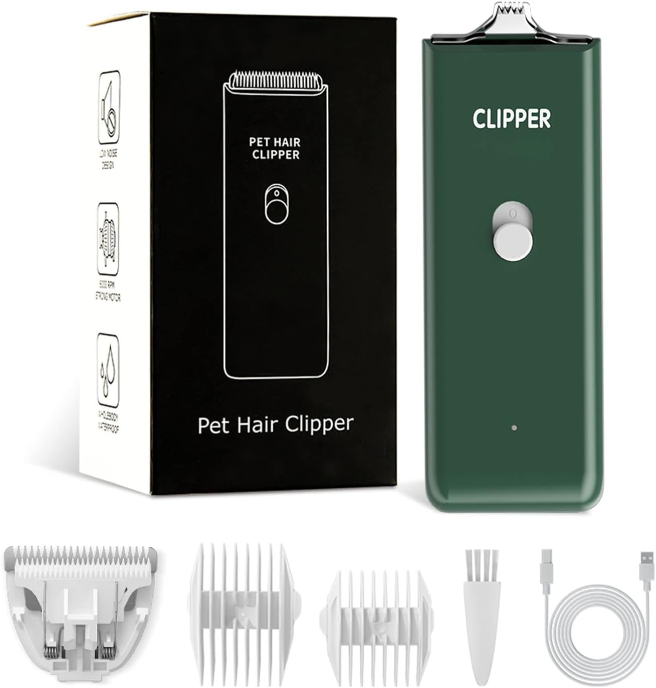 Feet Hair Trimmer, Dog Clippers,Quiet Washable USB Rechargeable Cordless Dog Grooming Kit,Electric Pets Hair Trimmers Shaver Shears for Dogs and Cats Green
