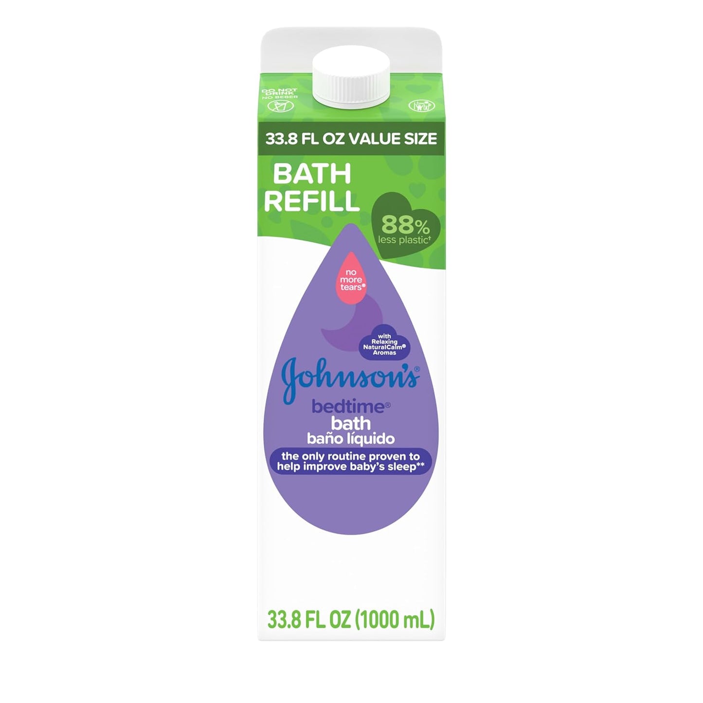 Johnson's Baby Bedtime Bath with Relaxing & Soothing NaturalCalm Aromas, Hypoallergenic, Gentle & Tear-Free Nighttime Baby Bath Essential, Floral Scent, Value Size Refill, 33.8 fl. oz