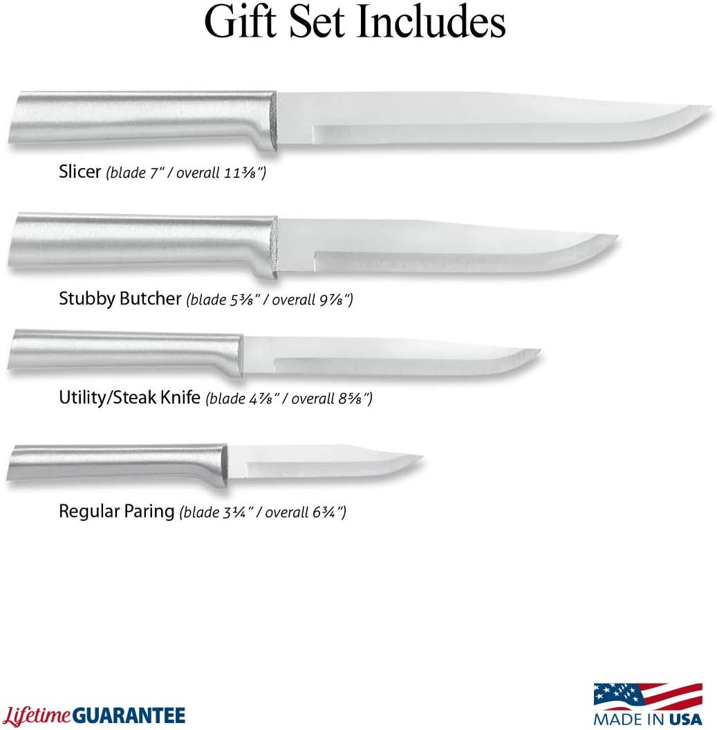Rada Cutlery Wedding Register Gift Set (S04), 4-Piece Knife Set, Stainless Steel Blades, Silver Handle