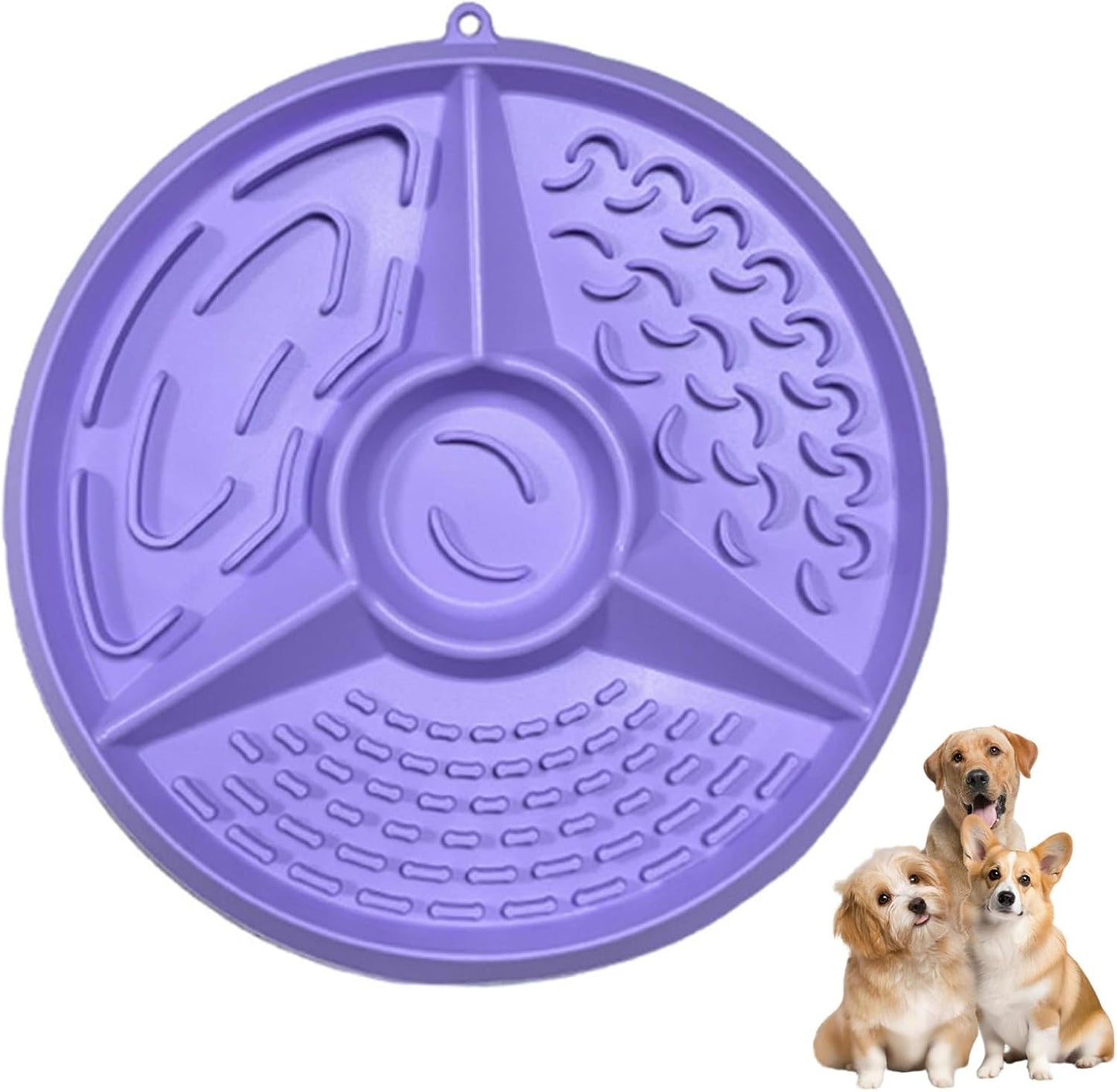 iiniim Silicone Slow Feeder for Anxious Dogs Puzzle Bowl with Suction Cups Lick Mat Design Reduces Purple One Size