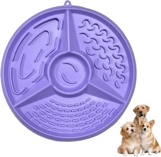 iiniim Silicone Slow Feeder for Anxious Dogs Puzzle Bowl with Suction Cups Lick Mat Design Reduces Purple One Size