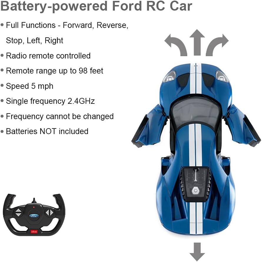 RASTAR RC Car | 1/14 Ford GT Remote Control RC Race Toy Car for Kids, Open Doors by Manual, Blue (2.4GHz)