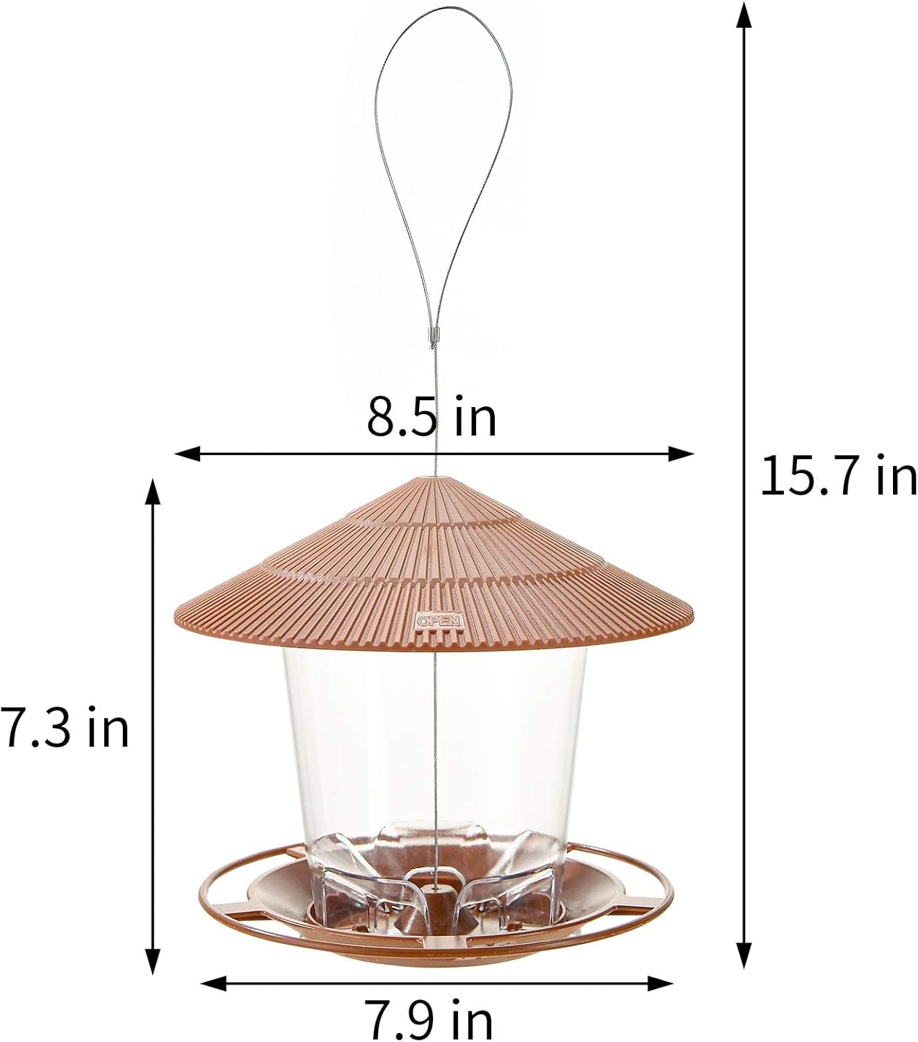 Bird Feeder Outdoor Hanging for Wild Bird Seed, Brown