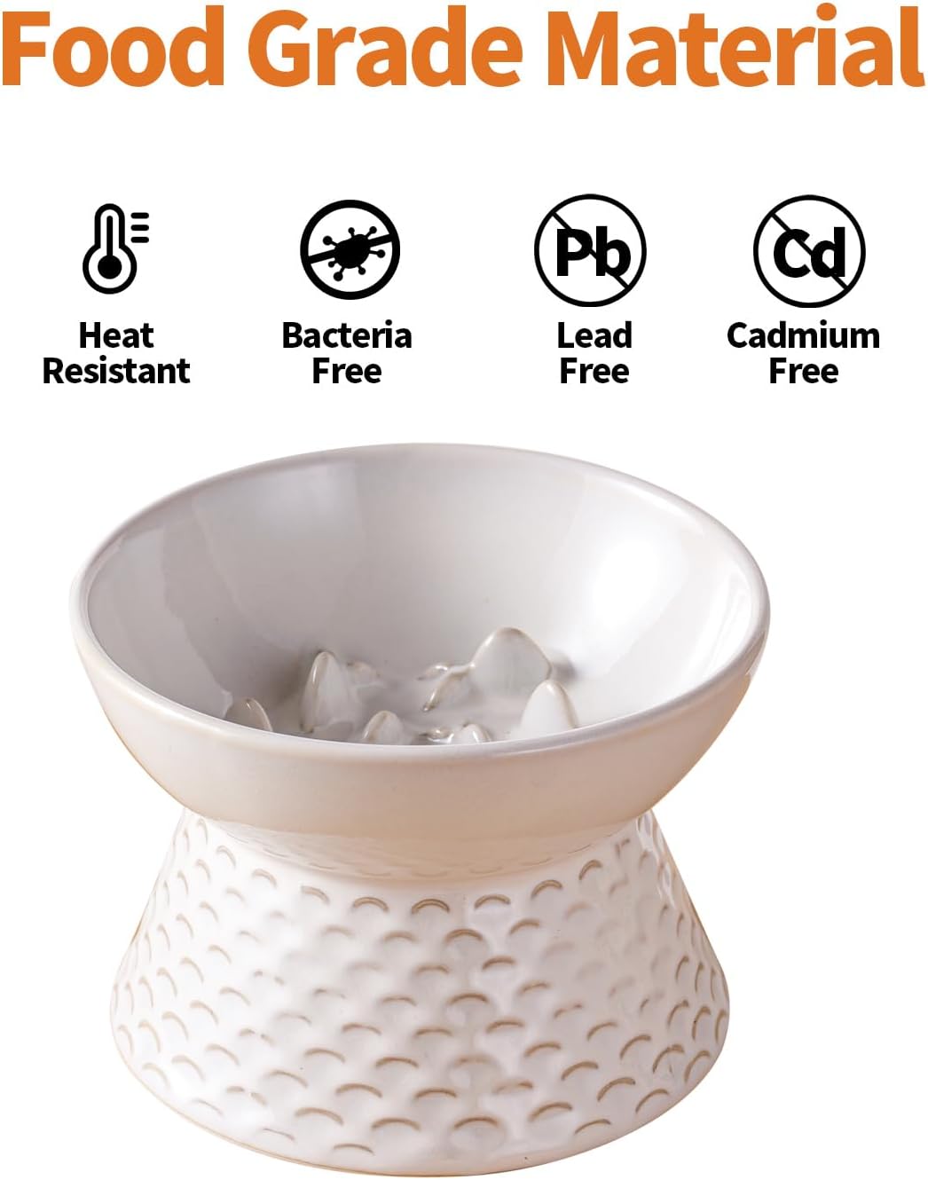 Ceramic Cat Slow Feeder, Elevated Cat Food Bowl ，Samll Dog Bowl