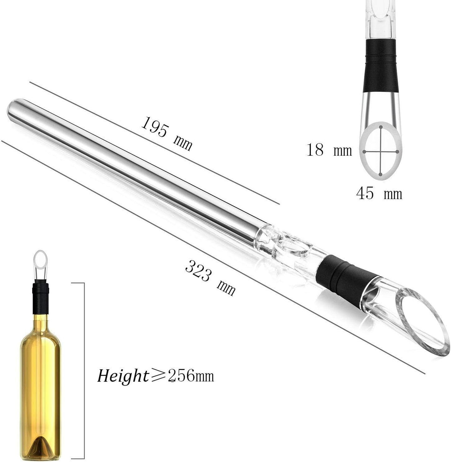 YouYah Wine Chiller Stick 3-in-1 Stainless Steel Wine Bottle Cooler Stick,Rapid Iceless Wine Chilling Rod with Aerator and Pourer,Wine Gift
