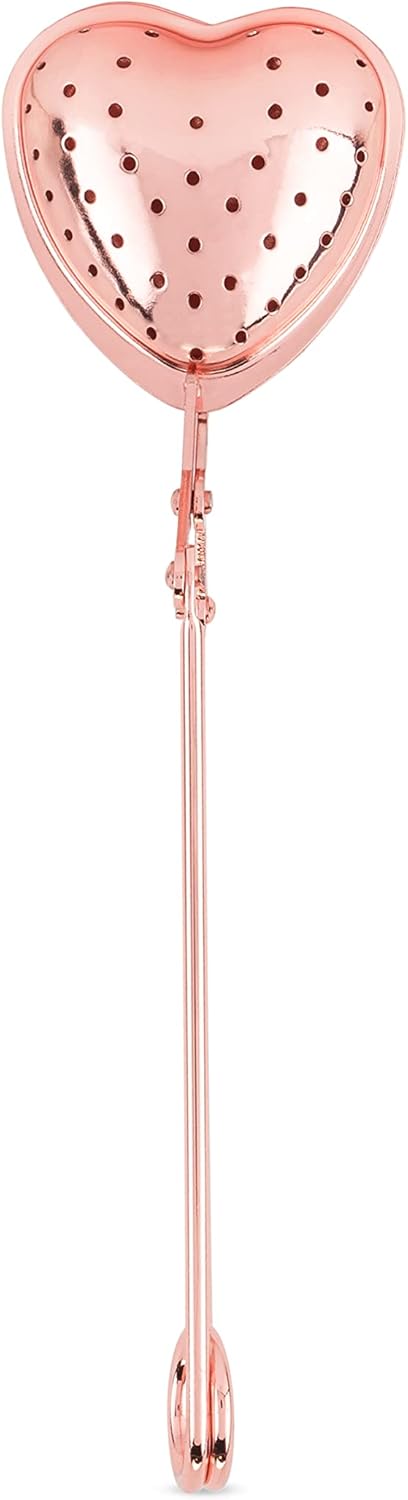 Pinky Up Heart Shaped Tea Ball, Reusable Loose Leaf Tea Infuser, Brew Tea with Ease, Stainless Steel, Rose Gold