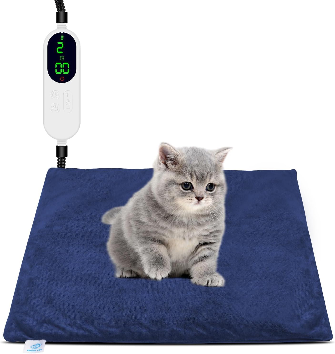 Cat Heating Pad Indoor, Pet Heating Pad for Cats and Dogs, Waterproof Heated Cat Bed with Timer, 9 Level Temperature Heated Pet Bed for Cats Puppy with Chew Resistant Cord (18×18 inch)