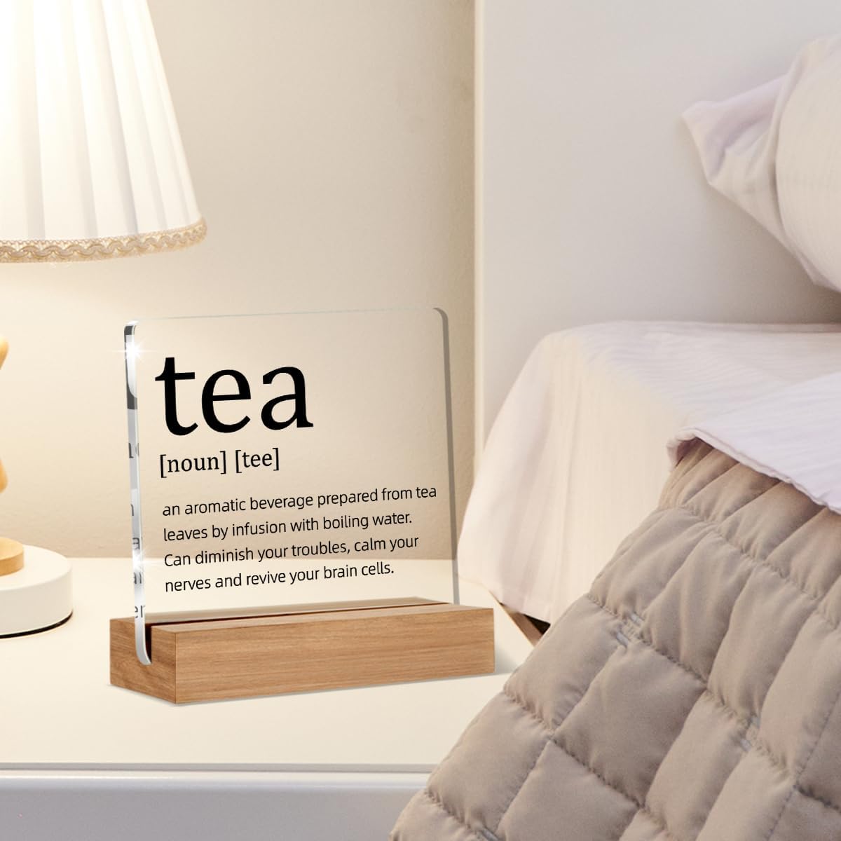Gifts for Tea Lovers, Tea Definition Gift, Tea Lover Gifts, Coffee Bar Decor, Kitchen Decor Acrylic Sign, 4 x 4 Inches
