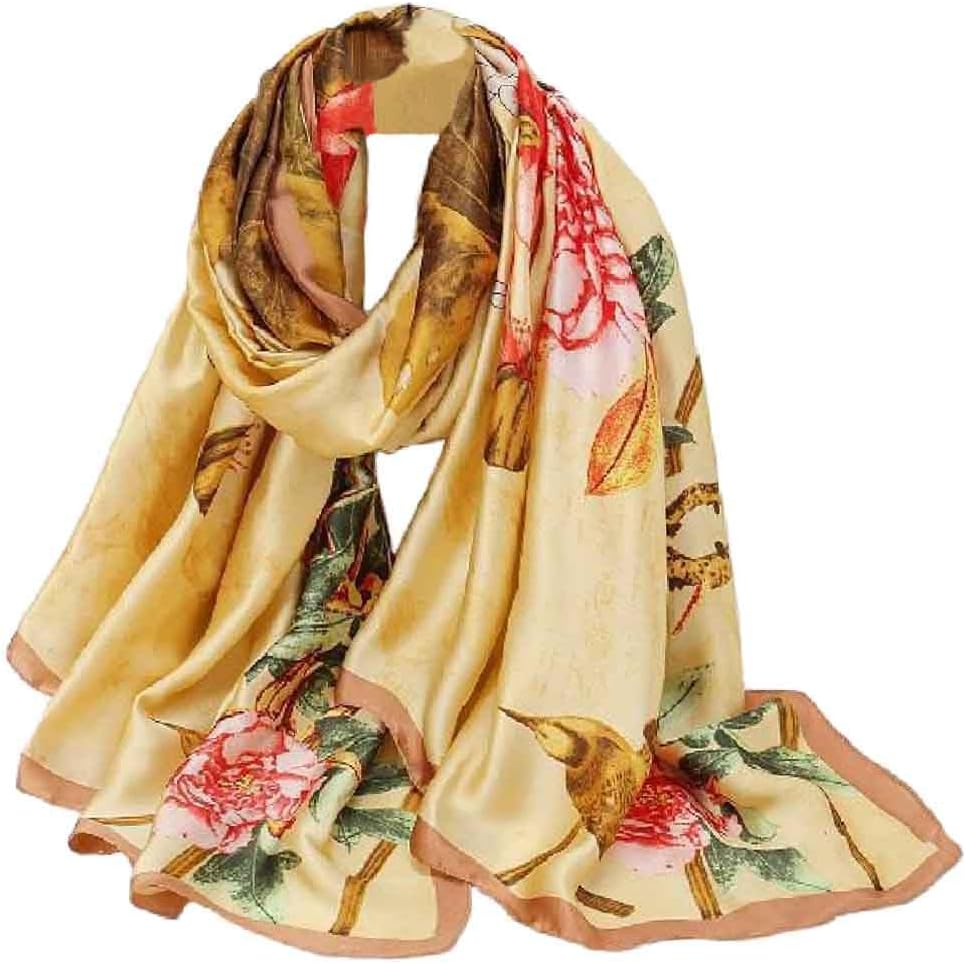 Pokeedioty Scarfs for Women Lightweight Head Scarf Fashion Scarves Elegant Floral Pattern Sunscreen Shawls and Wraps