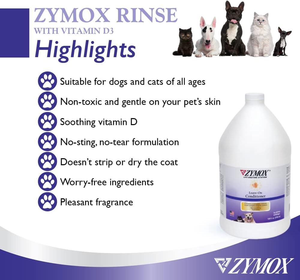 ZYMOX Leave-in Conditioner with Vitamin D3 for Cats & Dogs, 1gal