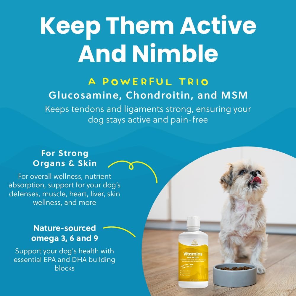 Large Dog Vitality Bundle: Liquid Glucosamine & Vitamins for Joint Health and Wellness