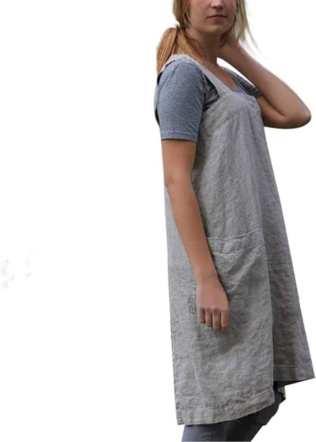 Japanese Pinafore Apron Smock Cotton Apron with Pockets Plus Size Aprons for Women