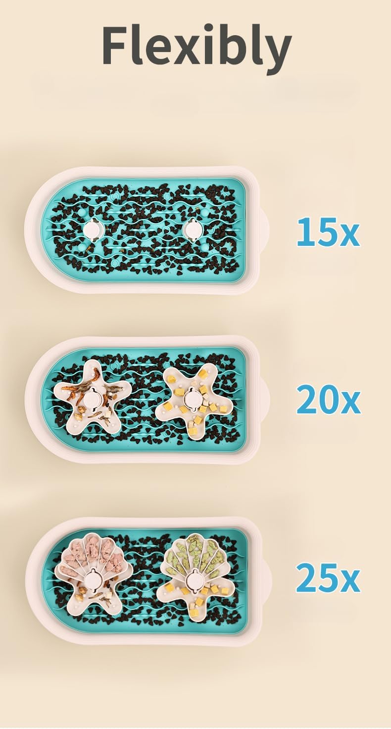 Multifunctional Slow Food Dog Basin | Rotating Puzzle Design | Removable and Washable High Border Defense Overturned Feeding Bowl | New Choices for Healthy Eating (Pink)