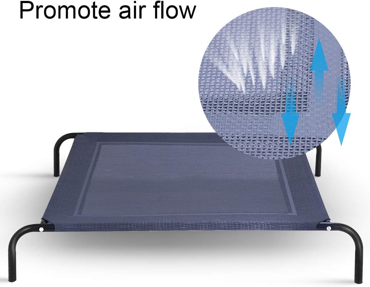 Giantex Elevated Pet Bed for Medium Large Dogs, Keep Pets Cool, Portable Raised Pet Cot Indoor Outdoor Camping, Waterproof Breathable Mat Steel Frame, Easy Assembly (Large)