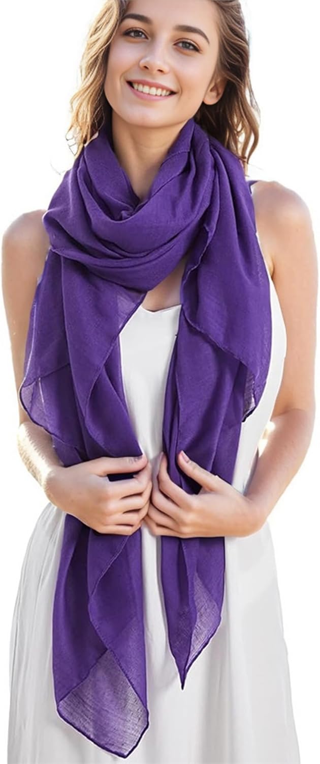 MissShorthair Women Solid Color Scarf Long Lightweight Scarves for Women Large Sheer Wrap Shawl