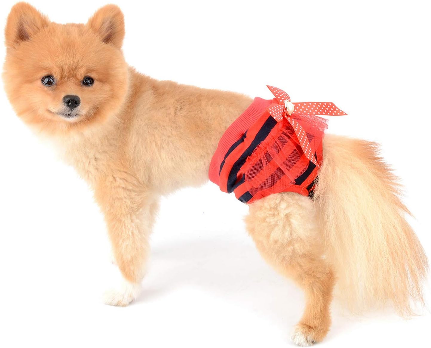 SELMAI Adorable Dog Physiological Shorts Diaper for Dogs Female in Heat Reusable Washable Doggy Kitten Underwear Pants for Small Medium Puppy Cat Girl Doggie Menstrual Nappies All Seasons Red XL