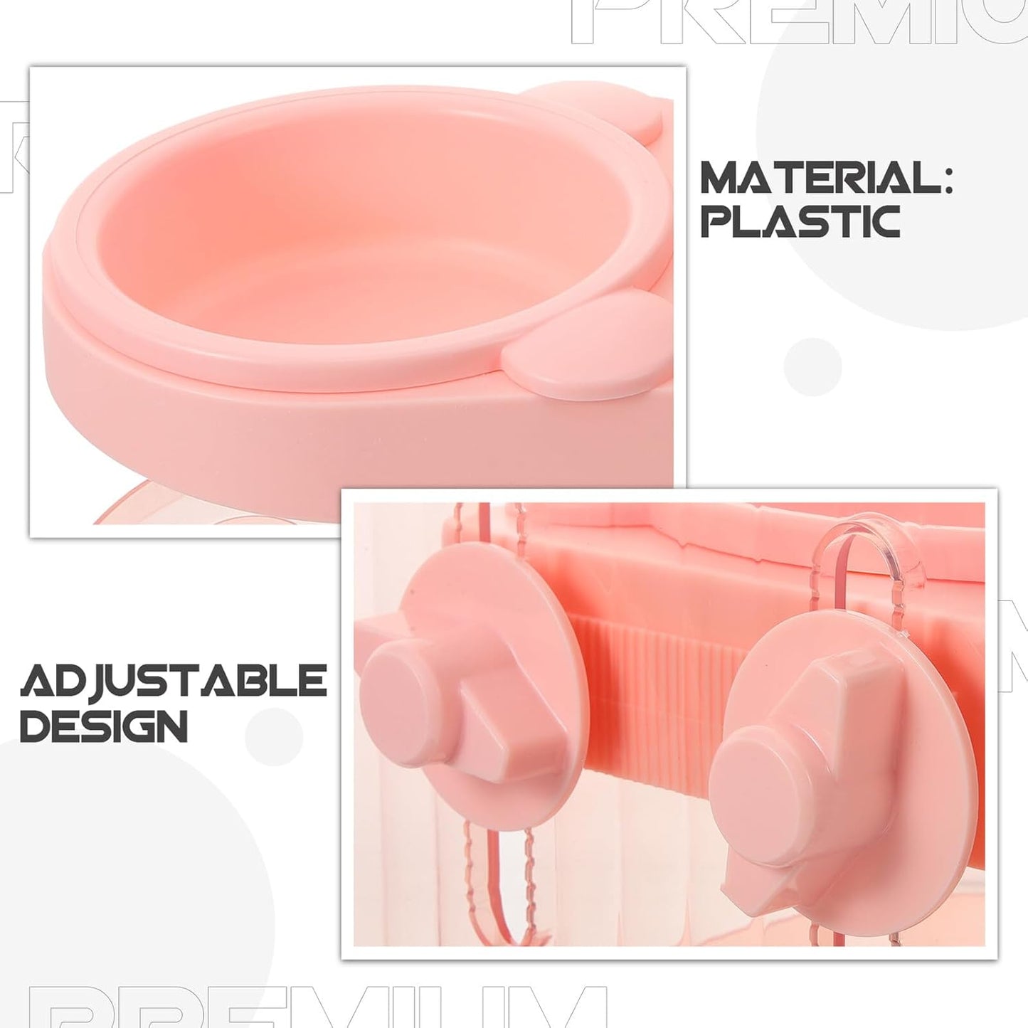 Elevated Cat Food Bowl and Water Dish, Plastic Raised Pet Feeding Station for Indoor Cats and Small Dogs, Pink Puppy Bowls with Anti-Spill Design for Neck Support