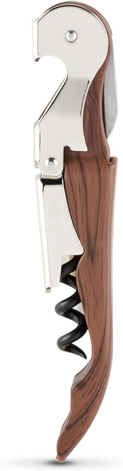 True Truetap Double Hinged Waiter's Corkscrew Wine Opener, Stainless Steel Wine Bottle Opener with Built In Foil Cutter, Home Bar Tools, Bar Cart Accessories, Wedding Gifts, Set of 1, Natural