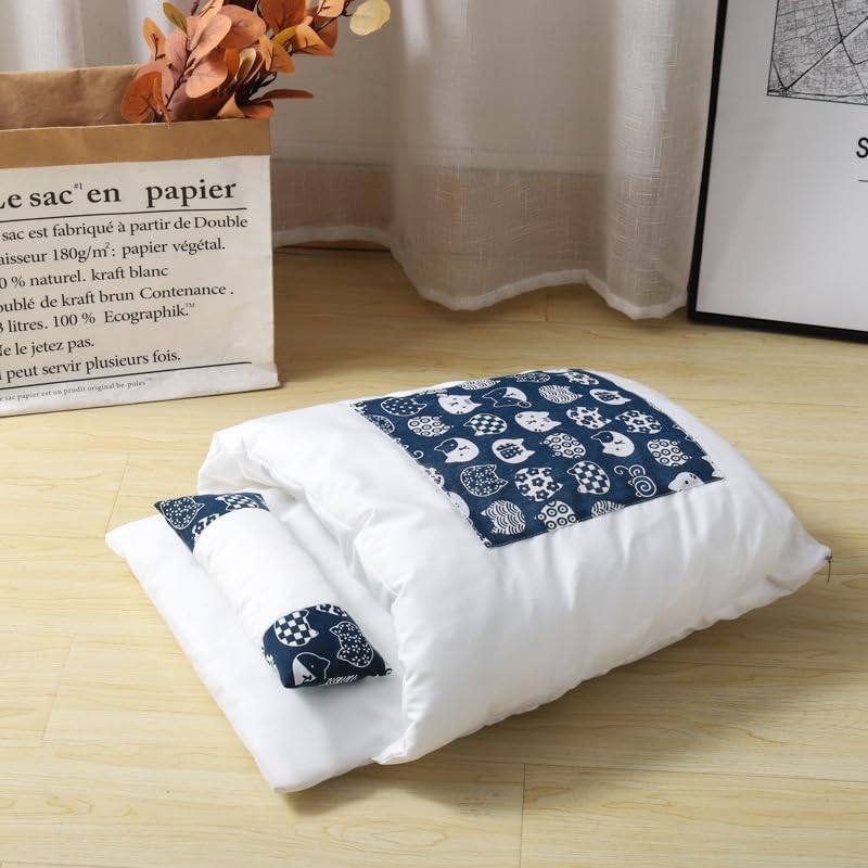 Cat Sleeping Bag, Washable Cozy & Soft Warming Cat Bed 360°Wrap Pet Snuggle Sack Pouch with Pillow for Indoor Cats Dogs