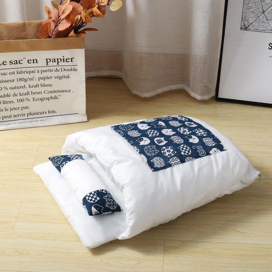 Cat Sleeping Bag, Washable Cozy & Soft Warming Cat Bed 360°Wrap Pet Snuggle Sack Pouch with Pillow for Indoor Cats Dogs