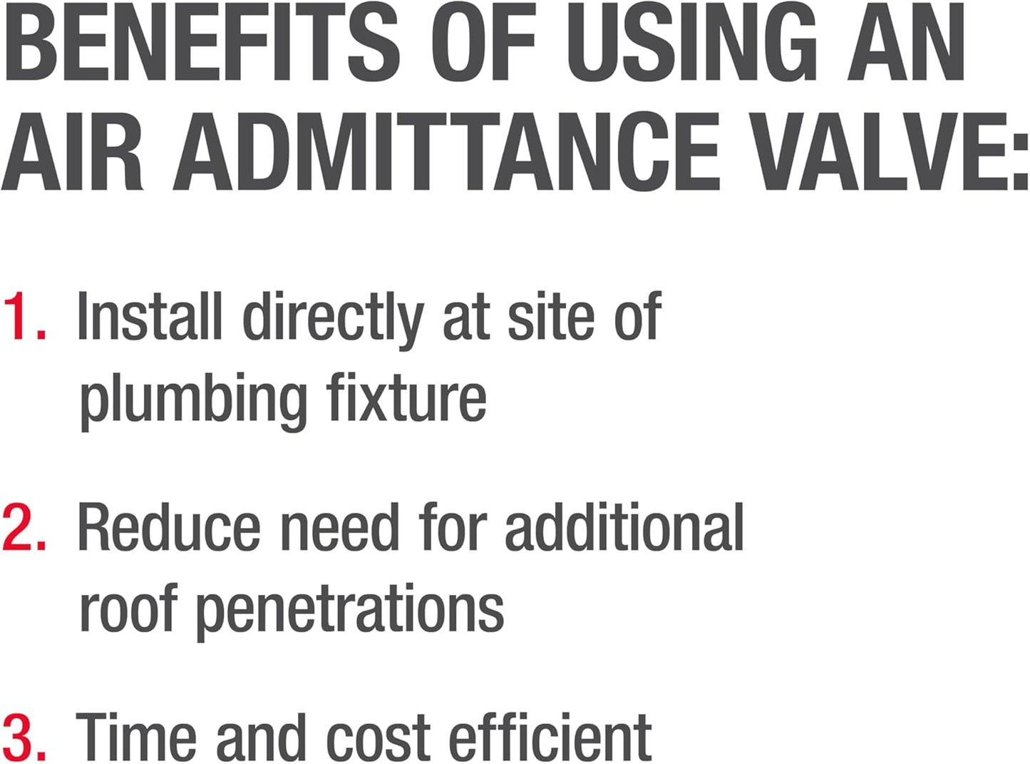 Oatey, 1.5-2", White 39016 Air Admittance Valve with Straight PVC Schedule 40 Adapter Sure-Vent 1.5 in x 2 in. 160 Branch, 24 Stack DFU Capacity