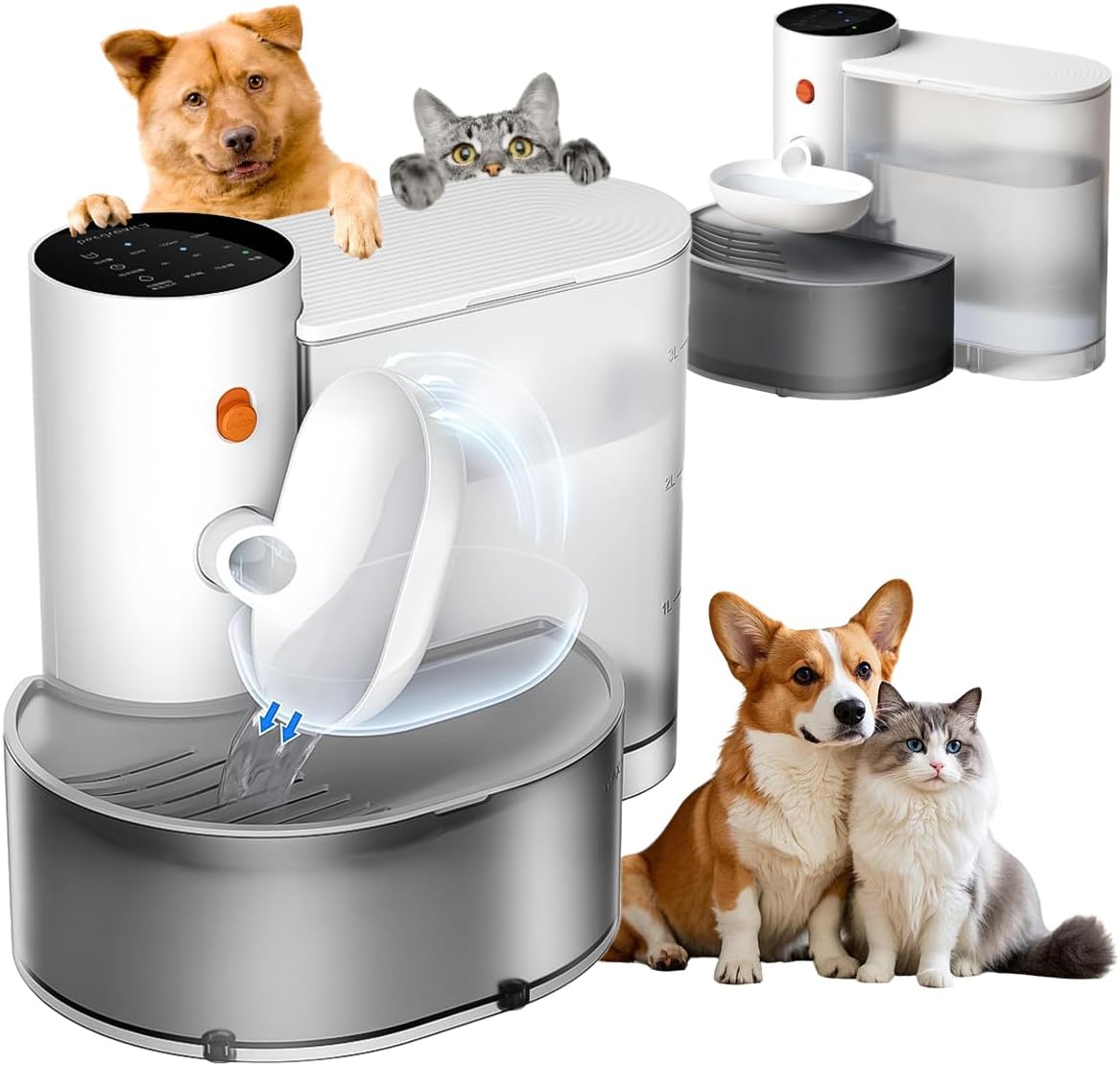 Smart Wireless Pet Water Fountain,2026 Upgraded Pet Water Fountain No Filter,3.5L/118oz Ultra-Quiet Design,Rechargeable Automatic Water Dispenser for Cats and Small Dogs