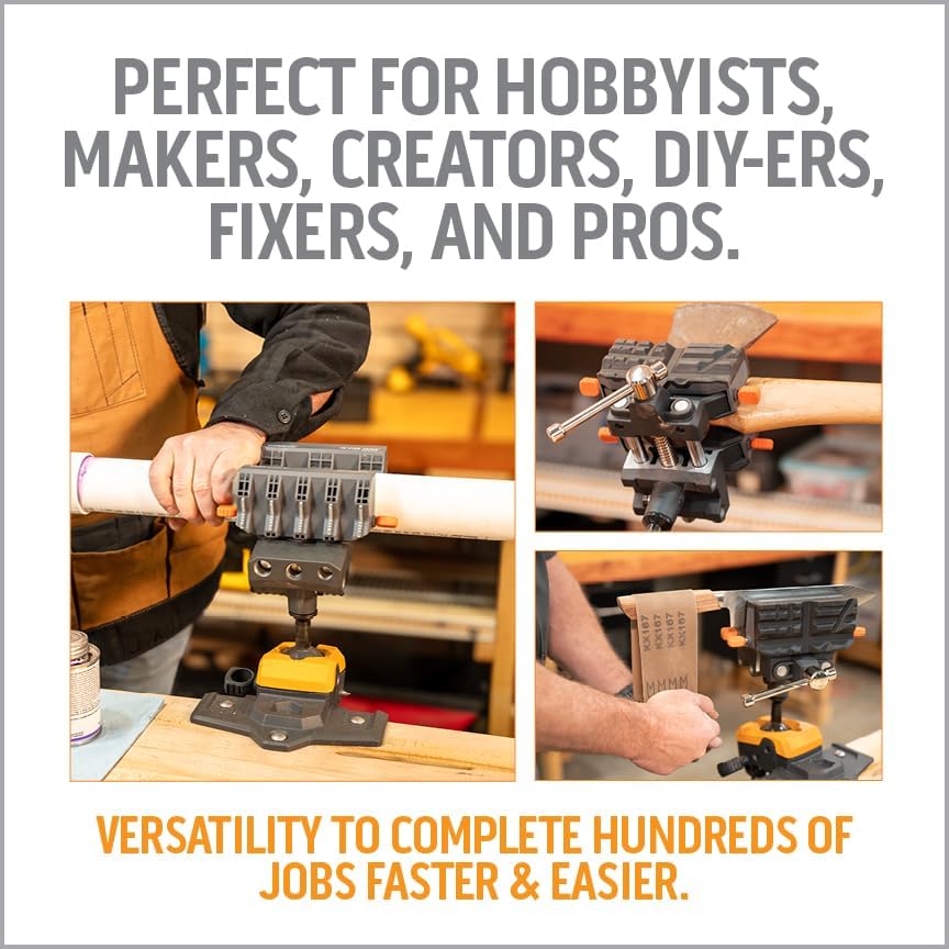 360° Rotating Bench Vise with 5" Jaw Pads - Versatile Woodworking & Pipe Vise for Home Improvement Projects - Compatible with Work Table Workbenches & IQ Connect Accessories