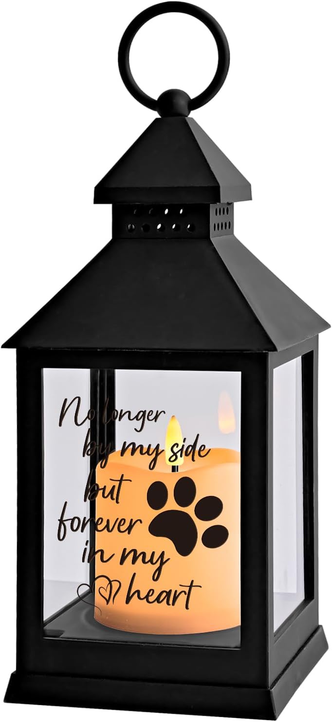 Pet Memorial Gifts for Loss of Dogs Cats Paw Print Left Memorial Lantern Sympathy Gifts Bereavement Gifts Dog Remembrance Gift in Memory of Dog Cat