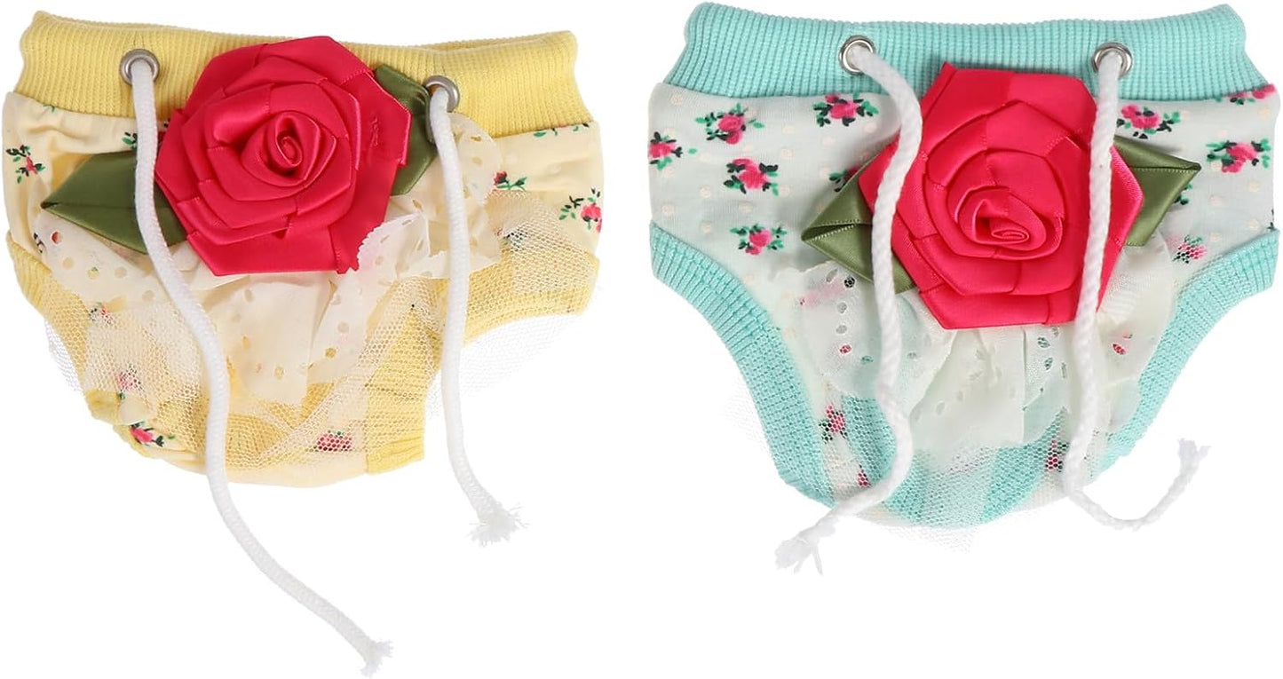 Milisten 2pcs Washable Female Dog Diapers with Drawstring Adjustable Waist 15-25cm, Soft Pet Sanitary Pants for Puppy Heat Period Protection Random Color