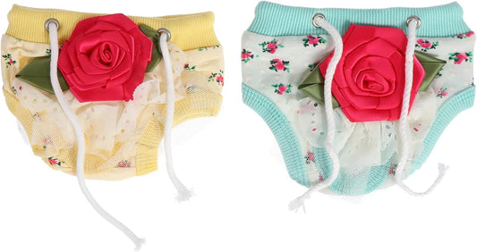 Milisten 2pcs Washable Female Dog Diapers with Drawstring Adjustable Waist 15-25cm, Soft Pet Sanitary Pants for Puppy Heat Period Protection Random Color