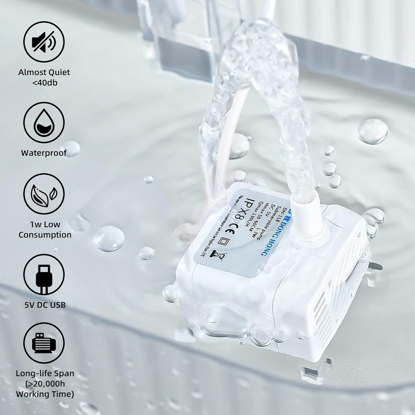 Replacement Pump for 3L/101oz and 85oz/2.5L Cat Water Fountain Pet Water Dispenser, Ultra Quiet Long Lifespan Cat Fountain Pump