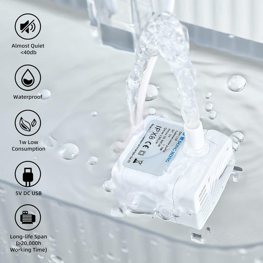 Replacement Pump for 3L/101oz and 85oz/2.5L Cat Water Fountain Pet Water Dispenser, Ultra Quiet Long Lifespan Cat Fountain Pump