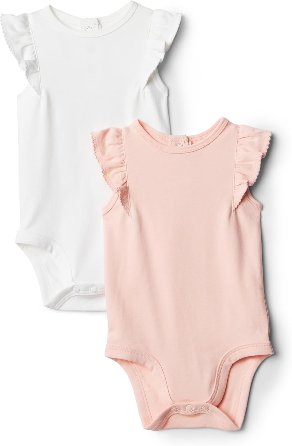 Amazon Essentials x Sofia Grainge Baby Girls' Embroidered Ruffle Sleeve Bodysuit with Embroidered Detail, Pack of 2