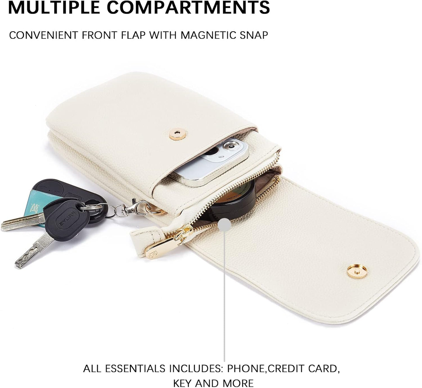 BOSTANTEN Vegan Leather Small Crossbody Bags for Women Designer Cell Phone Bag Wallet Purses Adjustable Strap