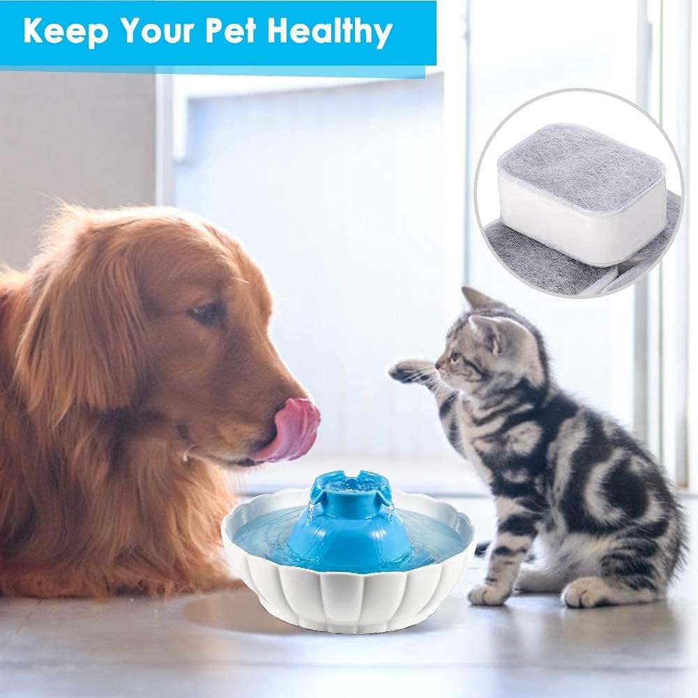 eecoo Ceramic Filter Cat Water Fountain Replacement,Premium Carbon Filter Foam Filter Dog Pet Water Fountain Filter Cat Water Dispenser,4pcs