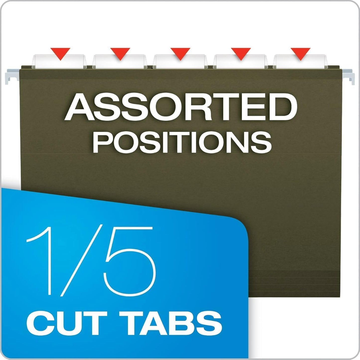 Pendaflex Hanging File Folders Letter Size - 100 Pack - 1/5 Cut Adjustable Tabs - Green Bulk File Folders with Tabs 8.5 X 11 Inches