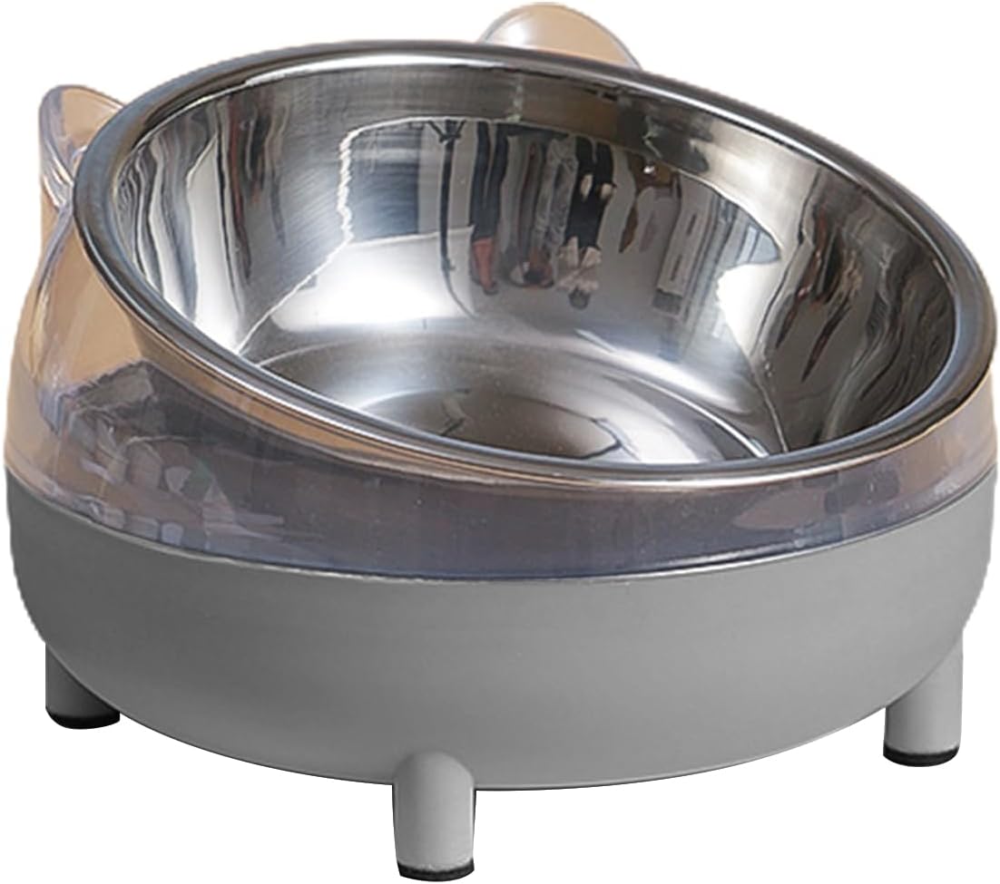 Dog Bowl Raised for Water Stainless Steel Bowls with Elevated Stand Pet Plastics Feeding Bowl Cute Slanted Dish Bowls Elevated Tilted Cute Stainless Steel Anti Vomiting Fatigue Pet, White