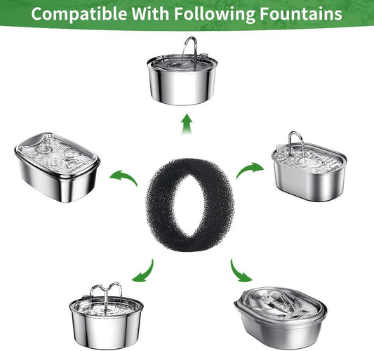 25 Pack Cat Fountain Sponge Pet Water Round Filter Foam for Cat Drink Fountain Filter Sponge Replacement for 2.5 L/84 oz 2.2 L/ 74 oz Compatible with SMA-800 Water Pump (Black, 25 Sponges)