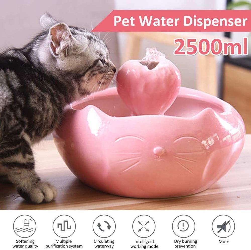 Ceramics Cats Drinking Feeder Automatic Circulating Water Feeder Pet Water Dispenser 3D Fountain Water Basin (Color : White) (Green)