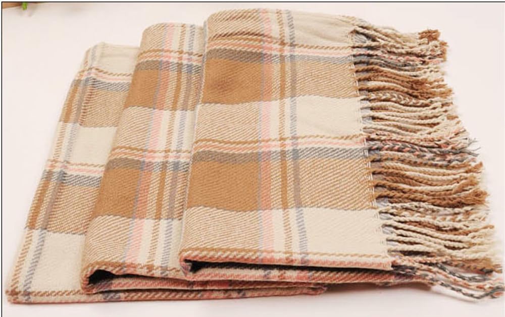 Wander Agio Women's Fashion Long Shawl Big Grid Winter Warm Lattice Large Scarf